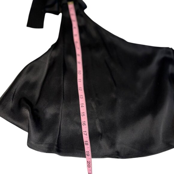 Stella McCartney Black One Shoulder Sleeveless Satin top Bow accent Size US 6 - Picture 8 of 16